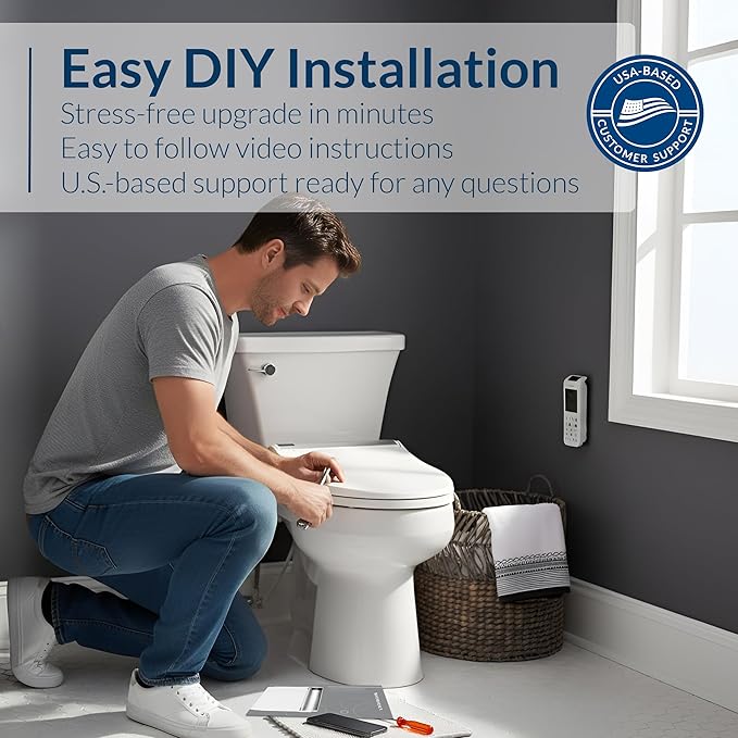 Bio Bidet DLS Premium Heated Bidet Seat, Warm Water & Air Dryer, Auto Open and Slow Close Lid, Elongated
