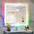 YEELAIT 40x36 Inch RGB LED Bathroom Mirror Front Light and RGB Backlit Lighted Vanity Mirror for Bathroom Wall Mounted Dimmable Anti Fog Memory Shatter-Proof IP54 Waterproof Horizontal/Vertical