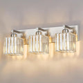 FDPBY Modern Vanity Light 3-Lights Brushed Nickel Vanity Light Crystal Bathroom Wall Light Bathroom Light Fixtures