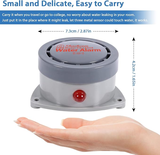 Water Leak Detector 3 Pack, Shackcom Water Alarm 110DB, Waterproof & - Image 2