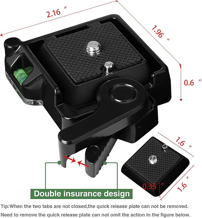 Konsait Camera Camcorder Tripod Monopod Ball Head QR-40 Quick Release Plate - Image 2