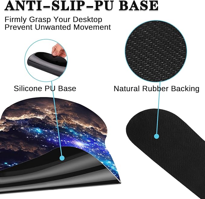 Britimes Moon Space Night Keyboard Mouse Pad Set Blue Cute Cloud 4in1 Large Mousepad+Keyboard Wrist Rest+Mouse Wrist Rest+Coaster Ergonomic Design for Home Office Computer 35.4x15.7 inches