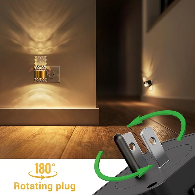 L LOHAS LED Night Light, Modern Night Lights Plug into Wall, 2 Pack 3000K Soft Warm 0-100LM Adjustable Nightlights,Automatic Nightlights Plug in with Dusk to Dawn Sensor for Room Bathroom Hallway