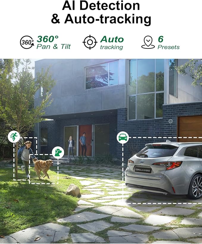 ZHXINSD 4K Security Camera System Wireless, Dual Lens 4MP+4MP 10X Zoom 2.4G/5G PTZ Cameras for Outdoor Home Security, Auto Tracking, 10” Monitor NVR Pre-Installed with 1TB HDD, 24/7 Record
