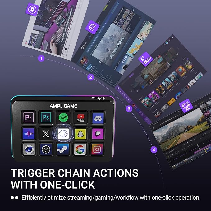 Fifine AmpliGame Stream Controller with 15 Macro Keys, Streaming Keyboard with Trigger Actions in OBS/Twitch/YouTube/Streamlabs, Shortcut Buttons Keypad Works with Mac and PC-D6