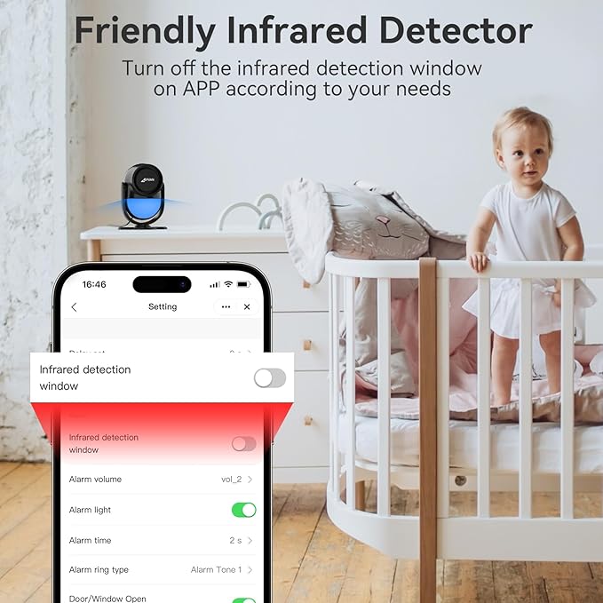 CPVAN WiFi Motion Sensor Alarm, 125dB Wireless Smart PIR Motion Detector Alarm for Home Security System with Phone APP Alert (Indoor PIR Alarm Host, 1 Remote), Black