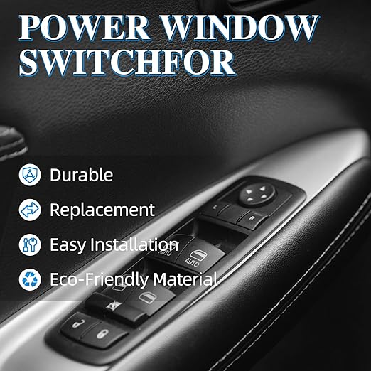WUANGKI Power Window Master Control Switch | Front Driver Side | 9+3 Pins | Compatible with 2010-2012 Dodge Ram 1500 2500 3500 | OE# 4602863AB | Window Buttons