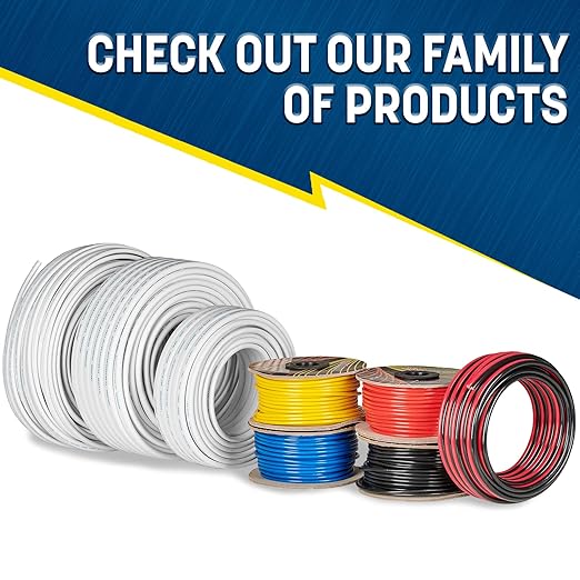 GS Power 100Ft Duplex Marine Wire, 12 Gauge Wire, Oxygen-Free Tinned Copper 12 AWG Electrical Boat Wiring, Sheathed Copper Marine Grade Electrical Cable for Boat Automotive RV Camper Trailer