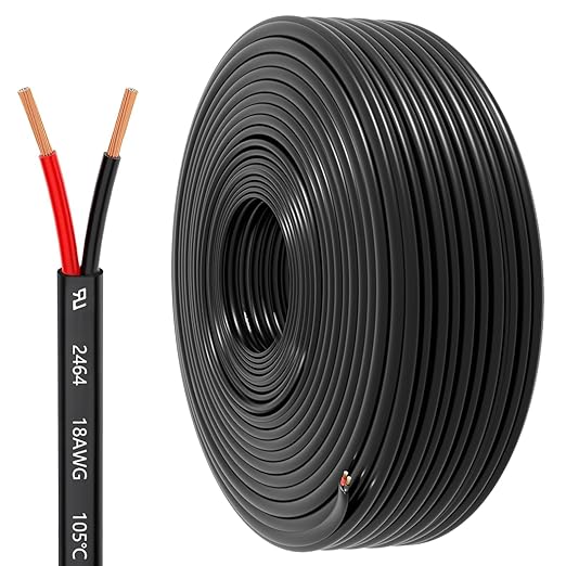 18 Gauge Wire 2 Conductor Electrical Wire, 18 AWG 0.82mm² Wire PVC Cord, 12V/24V DC Low Voltage/Copper-clad Aluminum(CCA) 2 Wire for Automotive Wire LED Strips Lamp Lighting Marine(45.8M/150FT)