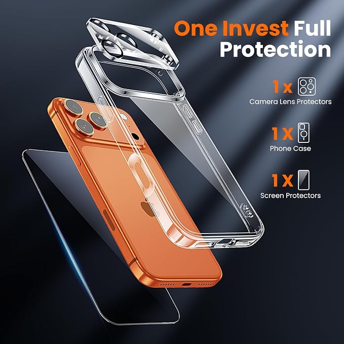 toushion 3 in 1 for iPhone 17 Pro Case Clear, Screen Protector *1 & Camera Lens - Image 2