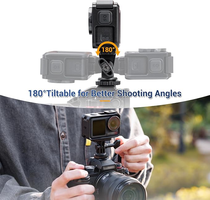 2-in-1 Action Camera Hot Shoe Mount Adapter, Tripod Mount & Cold Shoe Camera - Image 5