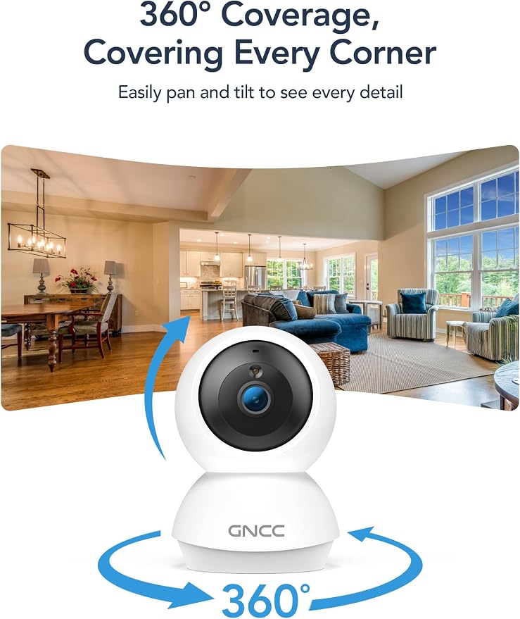 GNCC 2K WiFi Cameras for Home Security, Security Camera Indoor, Baby/Pet Camera - Image 6