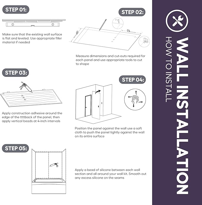 White Acrylic Shower Wall Surround 36"x 60"x 80" - Waterproof Easy-to-Install Two Shelf Units Kit Included - Shower Wall Surround Panels - Chevron Tiles Pattern, Classic Shelves