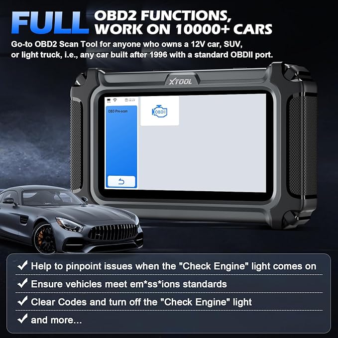 XTOOL D5 Car Code Reader and Reset Tool, Engine ABS SRS Transmission Car Diagnostic Tool with EPB Service, ABS Bleed, Throttle Relearn, Clear Check Engine Light Code Reader with 10 Resets, Free Update