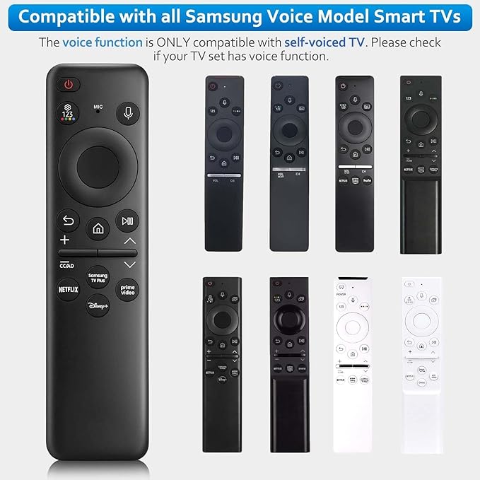Voice Remote Replacement Control Compatible with Samsung Smart TV for 2019-2025 Crystal UHD QLED Frame NEO Models (BN59-1432A)