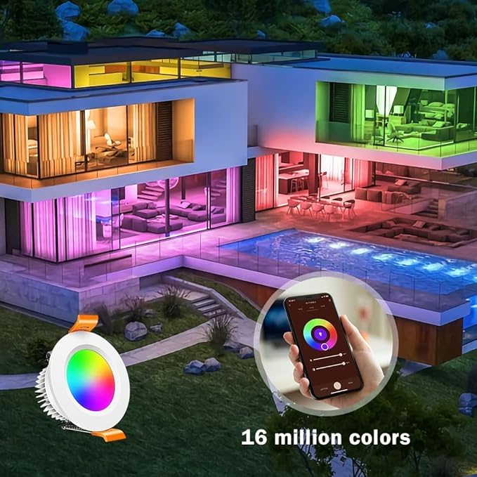 inShareplus 10 Pack 2 Inch Smart Recessed Lighting, WiFi LED Downlight 5W 120V, Dimmable RGBCW 2700-6500K Color Changing, Compatible with Alexa/Google, Ceiling Lights with LED Driver