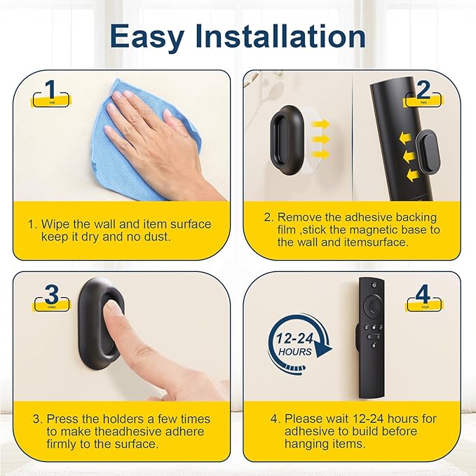 Vaszu Magnetic Remote Control Holder Self-Adhesive Wall Mount, 6 Pack Upgraded Silicone Organizer Storage Wall Holder for Home Office TV, Fan and Air Conditioner Remote Control