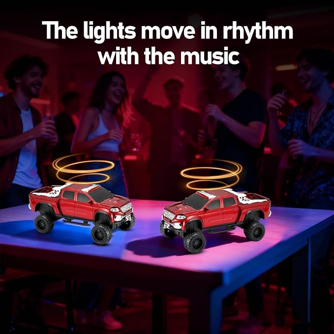 WSTER WS-X65 Pickup Truck Replica Bluetooth Speaker – HD Sound, FM Radio, TWS Stereo, LED Party Lights, USB/TF Playback, Built-in Mic – Cool Portable Car Design Speaker for Outdoors & Home (Red)