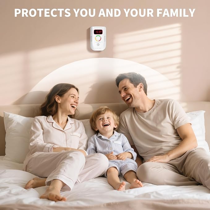 3 Pack Carbon Monoxide Detector, Plug-in Wall Carbon Monoxide Alarm, Portable Carbon Monoxide Detector with Digital Display LED, CO Alarm Monitor with Audible and Visual Alarm Test Mute Button