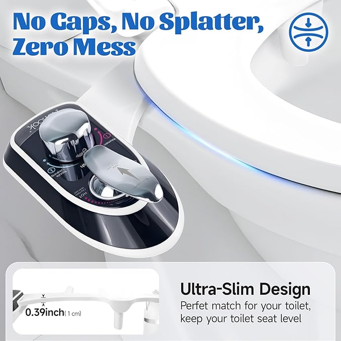 Toilet Attachment for Toilets Seat,Self-Cleaning Hot&Cold Water Bidet-Toilet Attachment for Hygiene,Non-Electric Bidets Sprayer, Adjustable Water Pressure with Bidet Hose for Feminine /Real Wash.