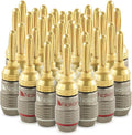Nakamichi FanLock Excel Series 24k Gold Plated Banana Plugs 10 AWG - 18 AWG Gauge Size 4mm for Speakers Amplifier Hi-Fi Stereo Home Theatre Radio Audio Wire Cable Quick Connector, 36 Pcs (18-Pairs)