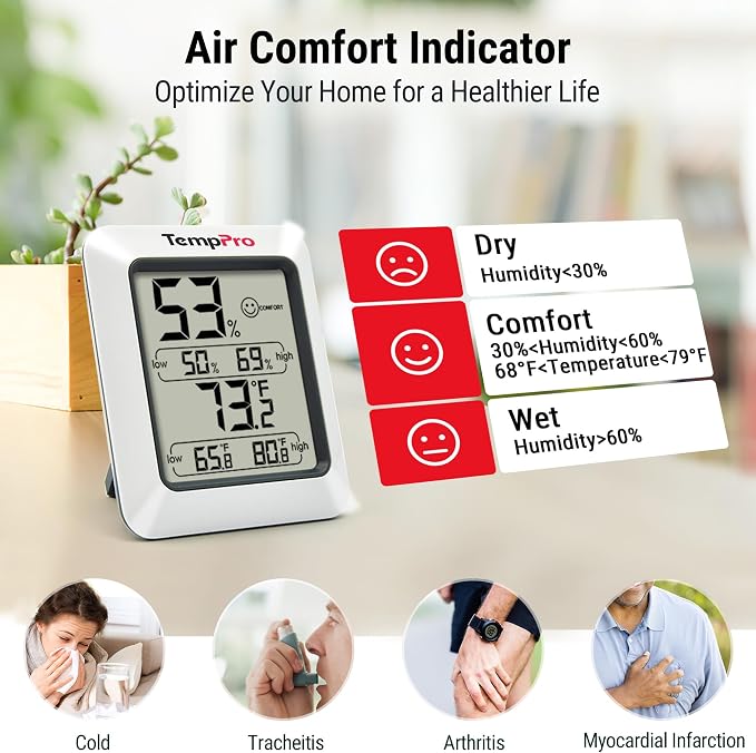 TempPro TP50 3 Pieces Digital Hygrometer Indoor Thermometer Room Thermometer - Image 4