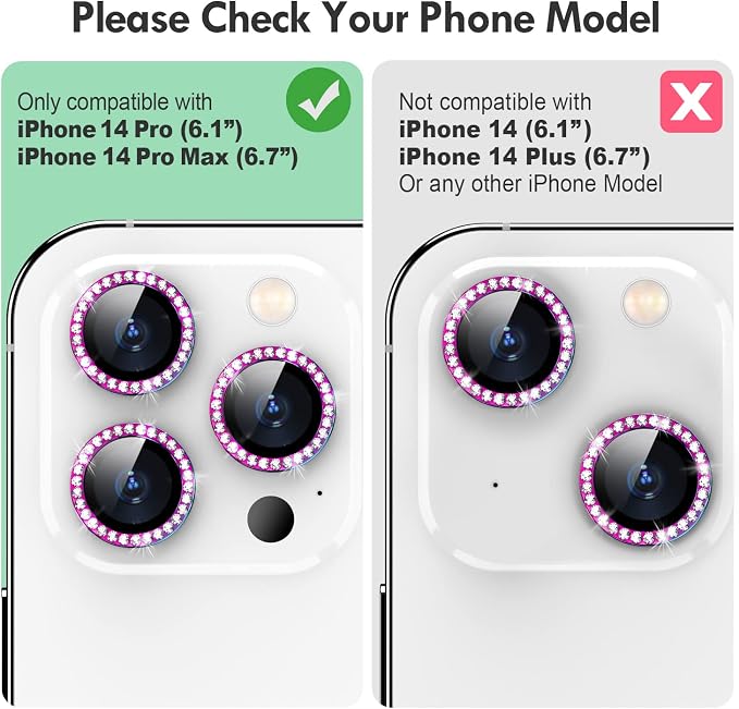for iPhone 14 Pro/14 Pro Max Camera Lens Protector Bling, 9H Hardness - Image 2