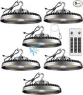 Lightdot Smart LED High Bay Light 300W 45000lm Commercial Bay Lighting 5000K AC100-277V UFO LED High Bay Shop Lights with Remote Control Supports Normal Mode & Motion Mode-6Pack