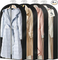 4 pack 60" Clear Garment Bags for Hanging Clothes, Suit Bags for Closet Storage, Clothing Storage, Garment Bags for Travel Covers with 4" Gussets for Coats, Jackets, Shirts, Dresses & Sweater, Black