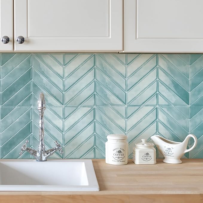 SMART TILES Peel and Stick Backsplash - 5 Sheets of 11.43" x 9" - 3D Adhesive Peel and Stick Tile Backsplash for Kitchen, Bathroom, Wall Tile