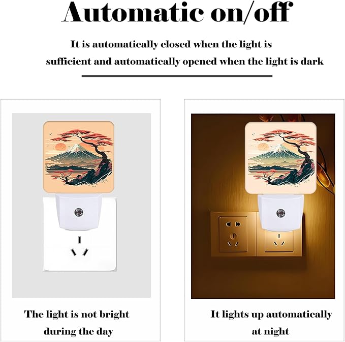 FSHVQKD Mount Fuji Night Light,Plug-in Night Lights with Dusk to Dawn Sensor for Stairway,Hallway,Bedroom Sleep Friendly Ideal for Women/Girls/Boys Gift,0.5w