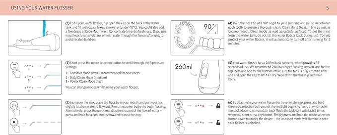 Ordo Water Flossers for Teeth, Cordless IPX7 Waterproof Oral Irrigator, 3 Pressure Settings, Portable, Rechargeable Electric Sonic Flosser, Dental Professional Recommended, Pearl Violet