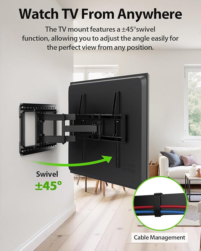 USX MOUNT Full Motion TV Wall Mount for Large TVs 42-97 Inch up to 150 lbs, Wall Mount TV Bracket with Swivel and Tilt, Fits 16",18", 24" Wood Studs, Max VESA 600x400mm Fit 65+ 75+ 85 86 90 TVs XML025