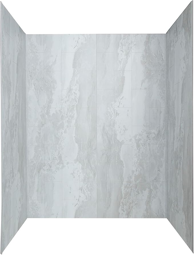 Palisade 78in x 60in x 32in Waterproof Vinyl Shower Surround Kit with Accessories in Urban Fjord