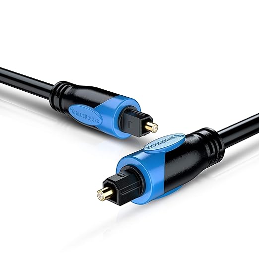 BlueRigger Digital Optical Audio Toslink Cable (35FT, Fiber Optic Cord, in-Wall CL3 Rated, 24K Gold-Plated) - Compatible with Home Theatre, Sound Bar, TV, Xbox, PlayStation PS4