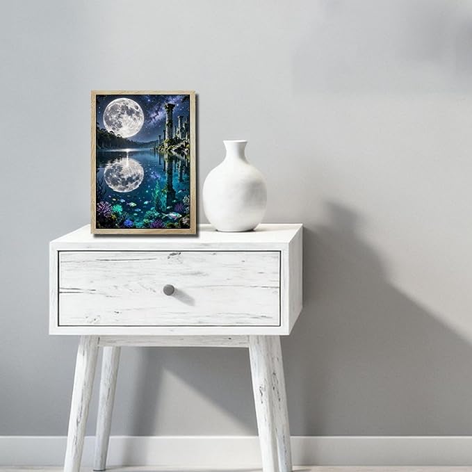 URVIP LED Glowing Photo Frame, 3D Starry-Sky Moon Animal Wall Art, 9x12 Inches Dimmable Light Up Light Painting for Bedroom, Unique Aesthetic Decor, Great Birthday Gift for Women Men