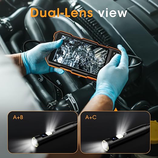 Epicmate Triple Lens Sewer Inspection Camera-Endoscope Camera with Light 50 ft, 5" IPS Sewer Snake Camera with Lights 1080P Industrial Borescope, IP67 Waterproof Plumbing Pipe Snake Camera(32G Card)