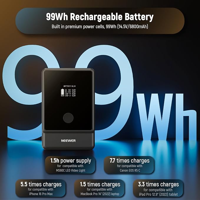 NEEWER Basics V Mount Battery PS099E, 6800mAh/99Wh Mini V Lock - Image 3