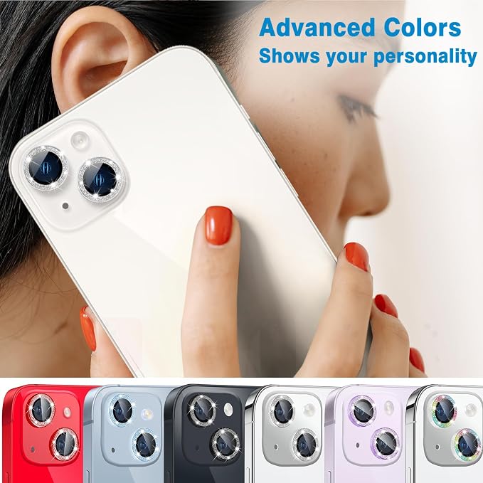 Compatible with iPhone 15 & 15 Plus Camera Lens Protector, Bling Glitter 9H - Image 8