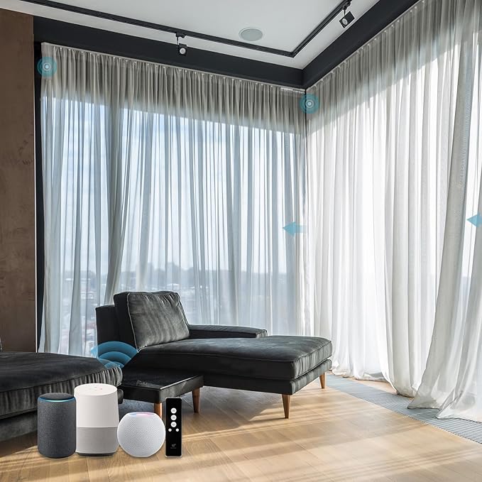 SmartWings Automatic Curtain Opener with Drapery, Motorized Vertical Blinds with Remote, Electric Closet Doors Sliding Panels Compatible with Alexa Google Homekit, Sheer Starry Brilliance