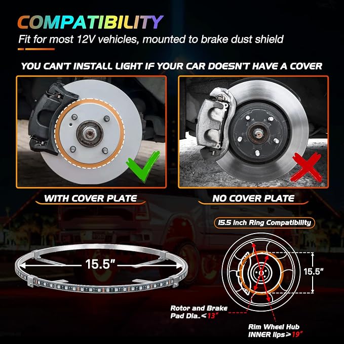 Nilight 4PCS 15.5inch LED Wheel Ring Lights RGB - Image 5