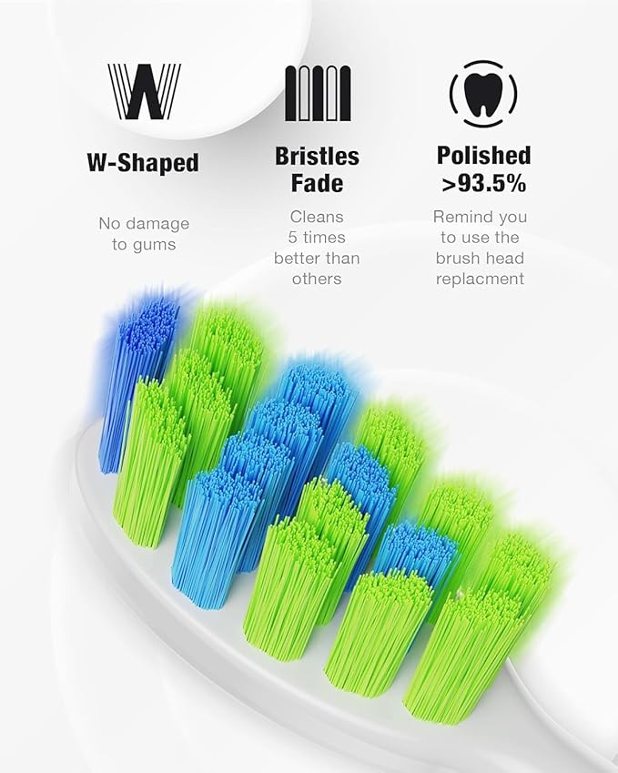 7AM2M Ultrasonic Electric Toothbrush with 6 Brush Heads for Adults&Kids, One Charge for 120 Days, USB-C Charge, 5 Modes, 40000VPM Powered Toothbrush, 2 Minutes Built in Smart Timer (Black)
