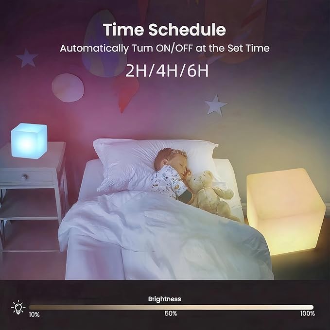 LOFTEK 4-inch LED Cube Lights: RGB 16 Colors Tesseract Cube, Cosmic LED Mood Lamp with Remote Control, IP65 Waterproof Rechargeable Bedside Lamp Night Lights for Kids Nursery Toys Gift