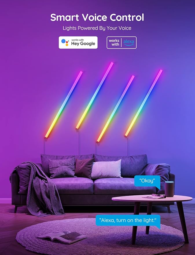 Govee Glide Wall Lights, RGBIC LED Light, Smart Gaming Light Compatible with SmartThings, RGB Lights Bar, LED Wall Lights for Bedroom, 2 Panels Set (3 Sections/Panel)