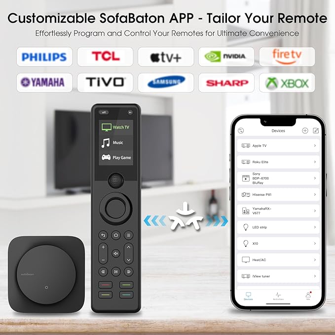 SofaBaton X1S Universal Remote, All in One Universal Remote Control with Hub & APP, One-Touch Activities, Compatible with 60+Devices, IR/Bluetooth/WiFi/Alexa/Google Assistant, Raise to Wake
