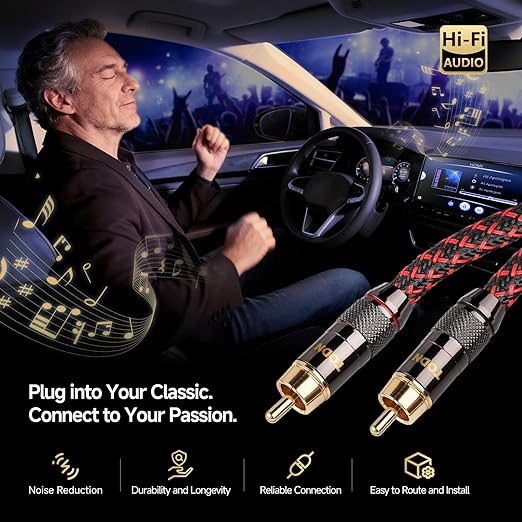 TODN RCA Stereo Cable Audiophile HiFi Interconnect Shielded RCA Cables for Home Audio Systems (16.4ft/5m, 1 Pair)