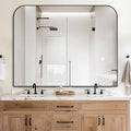 Bathroom Mirror, Wall Mirrors, Black Metal Framed Wall-Mounted Mirrors, Bathroom Vanity Mirror for Over Sink, Living Room, Bedroom, Entryway, 48x40 Inch, Black