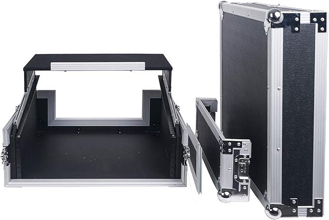 Sound Town 2U Glide Style Rack Case with 11U Slant Mixer Top, 20.7” Rackable Depth and Laptop Platform - Pro Tour Grade (STMR-2ULT)