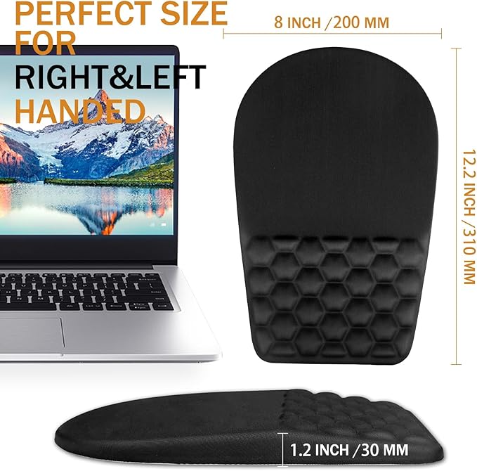 BOCHEERY Ergonomic Mouse Pad Wrist Support,Upgrade Mousepad with Massage Design,Non-Slip PU Base Desktop Mouse Pads for Pain Relief, Computer, Office & Home,12 x 8 in（E-Black）