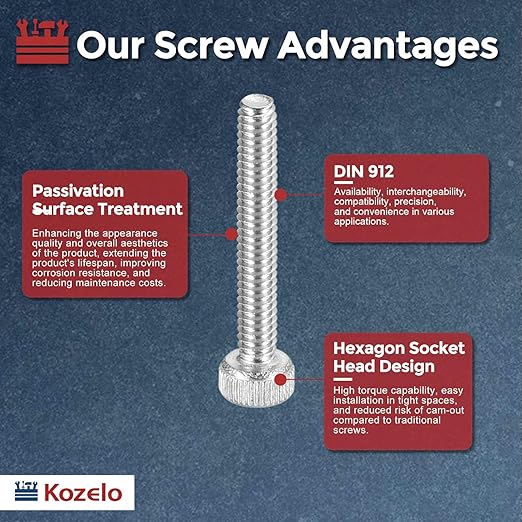 Kozelo 50pcs Socket Head Cap Screws - [M2-0.4 x 14mm] 304 Stainless Steel Allen Socket Drive for Electrical Motor 3D Printing Fan Engine Replacement Use, Silver